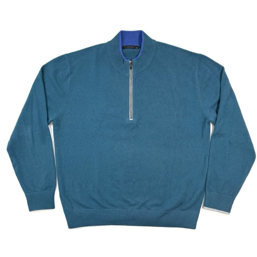 Greyson Mens 1/4 Zip Sweater Wool Cashmere Knit Pullover Golf Luxury Size XL